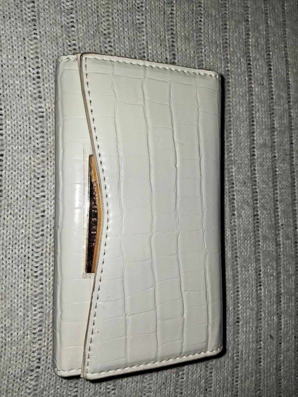 Charles & Keith Croc-Embossed Wallet in White